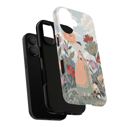 🌹🐈 The Lady And Puss In Boots Phone Case – Art Deco Floral Whimsy