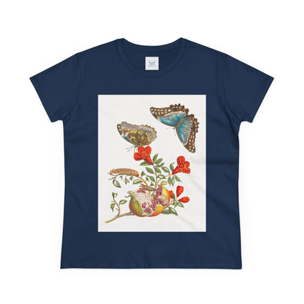 Blue Butterflies and Pomegranate Cotton Tee