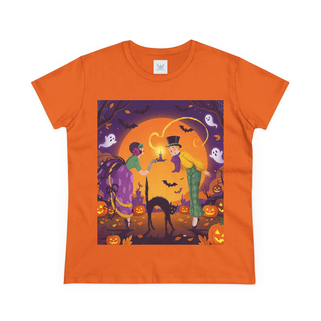 🎃🕯️ The Midnight Halloween Greeting Cotton Tee – Vintage Halloween Charm