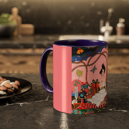 🎀🎄 Christmas Morning In The Rose Parlor Colorful Mug – Art Deco Holiday Fantasy