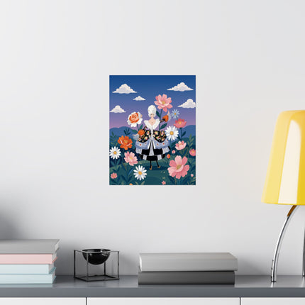 🌸👑 The Lady Of The Grand Flower Promenade Matte Vertical Poster – Art Deco Floral Elegance