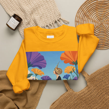 🌺🧡 The Lady Of The Golden Garden Crewneck Sweatshirt – Art Deco Fashion Fantasy