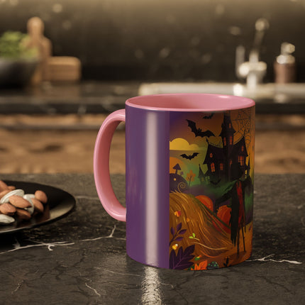 🌙🎃 The Scarecrow Of Haunted Hollow Colorful Mug – Whimsical Halloween Mystery