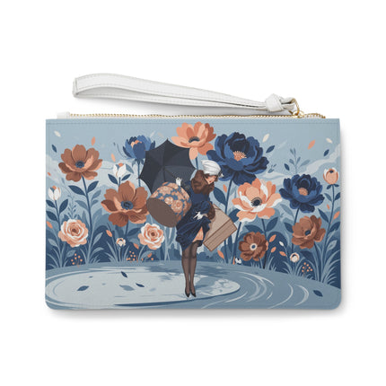 ☂️🌺 The Lady Of The Traveling Garden Clutch Bag – Art Deco Floral Adventure