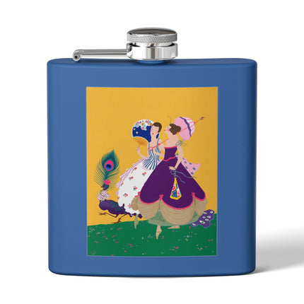 Peacock Ladies in the Garden Flask – Playful Elegance & Art Deco Charm