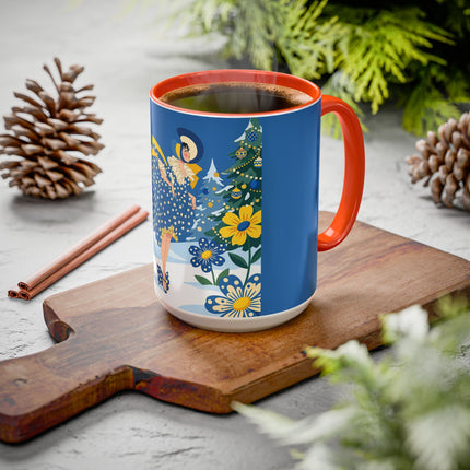 💙🌼 The Bluebell Christmas Promenade Colorful Mug – Art Deco Holiday Fantasy