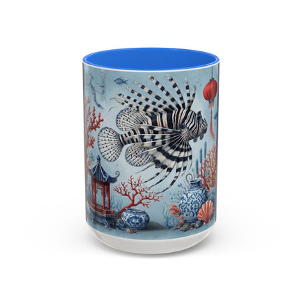 Lionfish & Lantern Colorful Mug – Mystical Ocean & Asian Harmony