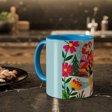 🌸🎄 Christmas In The Winter Garden Colorful Mug – Whimsical Holiday Fantasy