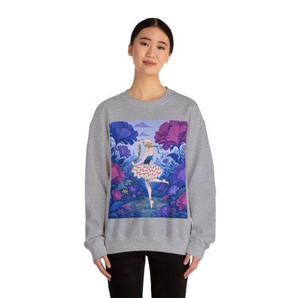 🌸🩰 The Enchanted Garden Ballet Crewneck Sweatshirt – Art Deco Floral Whimsy