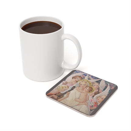 Madonna with Child surrounded by musical angels by Gerda Wegener Cork Back Coaster