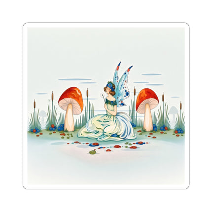 🧚🍄 The Fairy Of The Scarlet Mushrooms Kiss-Cut Stickers – Art Deco Woodland Fantasy