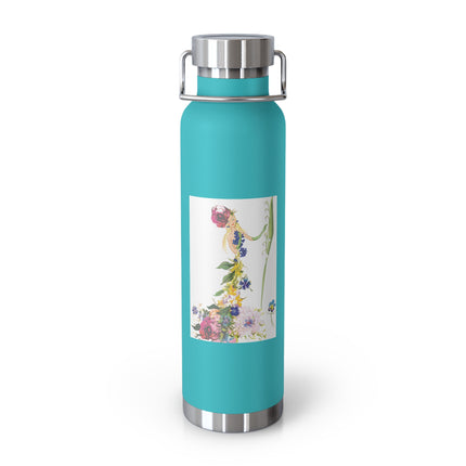 Blooming Splendor: A Floral Transformation Copper Vacuum Insulated Bottle, 22oz