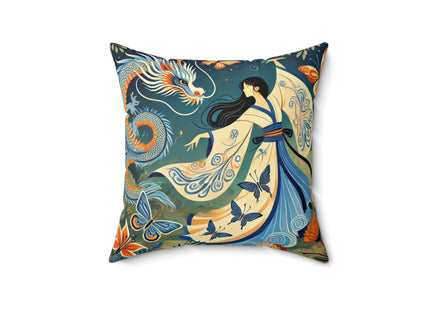 Fairy Waltz in the Butterfly Garden Spun Polyester Square Pillow