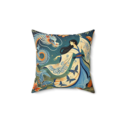 Fairy Waltz in the Butterfly Garden Spun Polyester Square Pillow