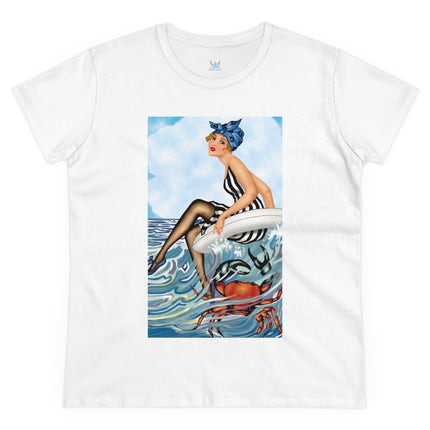 Playful Waves and Fashion Follies Women's Midweight Cotton Tee