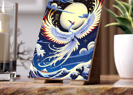 Majestic White Crane Ceramic Tile