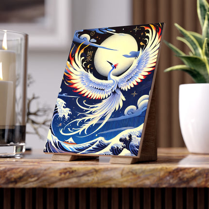 Majestic White Crane Ceramic Tile
