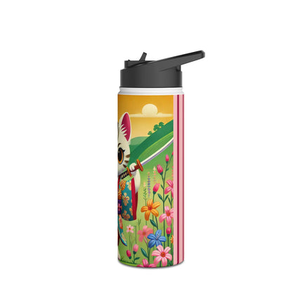 Samurai Kitten Stainless Steel Water Bottle, Standard Lid