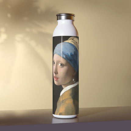 Girl with a Pearl Earring by Johannes Vermeer Slim Water Bottle