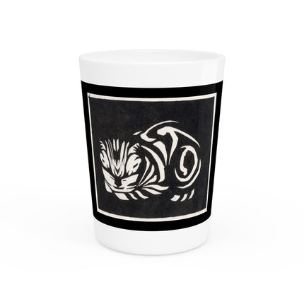 December (Cat Lying) by Anna Julia de Graag Ceramic Shot Glass