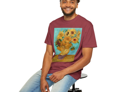 Vase with Twelve Sunflowers by Vincent van Gogh Unisex Garment-Dyed T-shirt