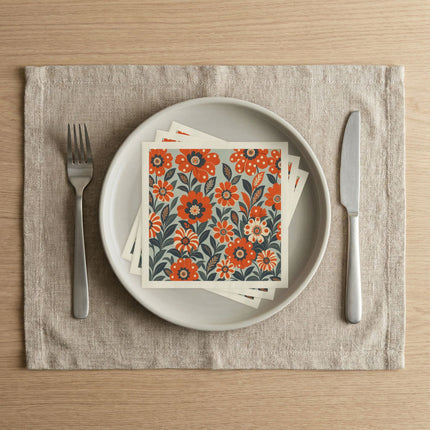 🌸🌄 The Twilight Peacock Blossom Garden Napkins – Art Deco Floral Elegance