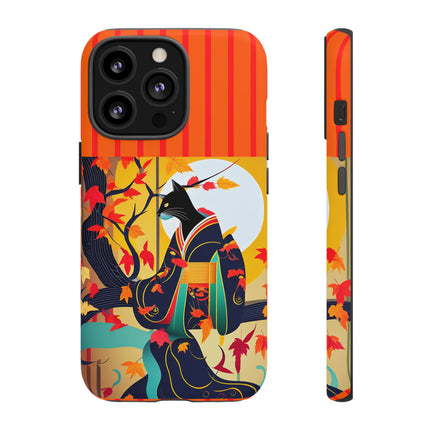 Black Cat in Kimono Phone Cases