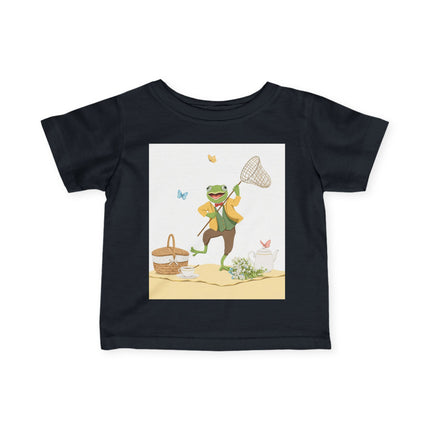 🐸🦋 The Little Butterfly Chasing Frog Infant Fine Jersey Tee – Whimsical Woodland Charm