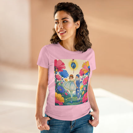 🌸🏮 The Lantern Garden Stroll Cotton Tee – Art Deco Floral Whimsy
