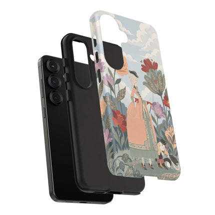🌹🐈 The Lady And Puss In Boots Phone Case – Art Deco Floral Whimsy