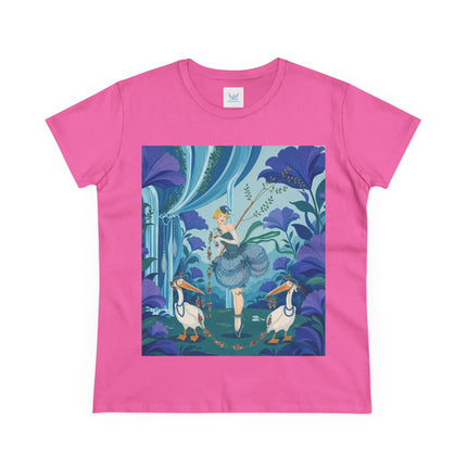 🪶🌺 The Pelican Garden Dance Cotton Tee – Art Deco Botanical Whimsy