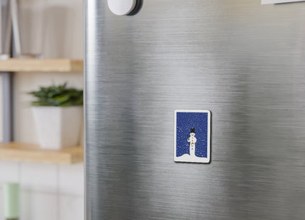 Snowman in Falling Snow Die-Cut Magnets (5 Sizes)