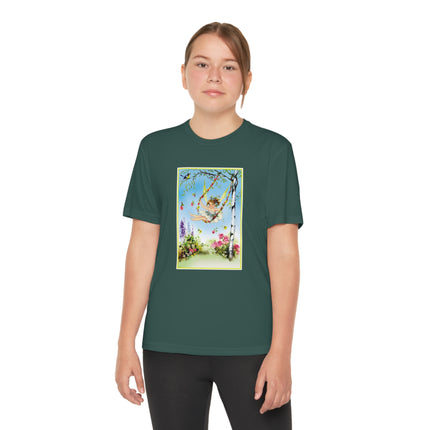Spring Fairy's Floral Swing Youth Competitor Tee – Garden Magic & Whimsical Adventure