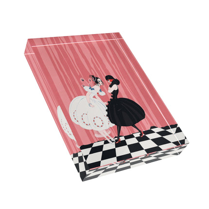 🎭🖤 The Ladies Of The Midnight Masquerade Acrylic Art Block – Art Deco Fashion Illustration