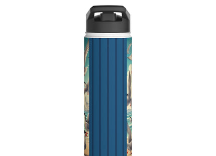 Geisha Kitten by the Seaside Stainless Steel Water Bottle, Standard Lid