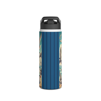 Geisha Kitten by the Seaside Stainless Steel Water Bottle, Standard Lid