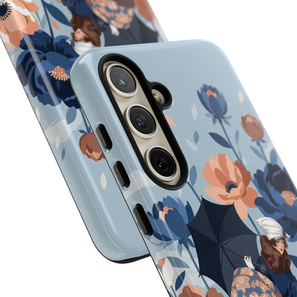 ☂️🌺 The Lady Of The Traveling Garden Phone Case – Art Deco Floral Adventure