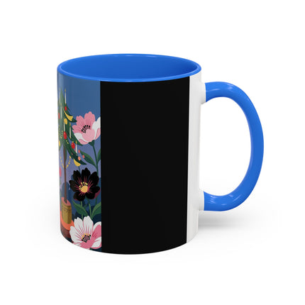 🌹🎄 The Lady Of The Candlelit Rose Tree Colorful Mug – Art Deco Christmas Garden