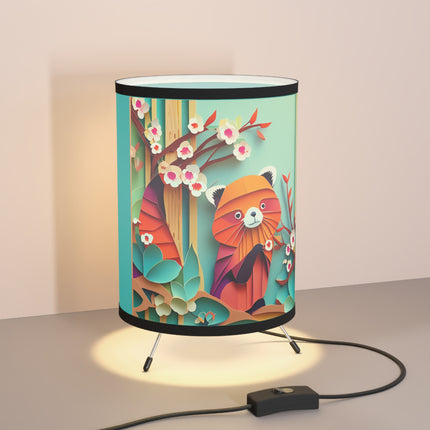A Playful Red Panda Tripod Lamp