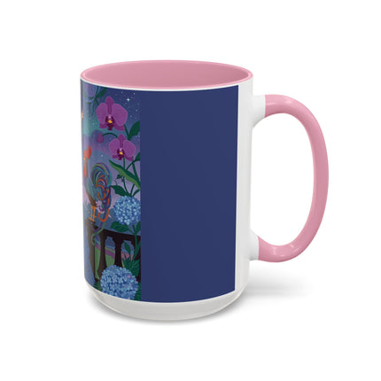 The Lady And The Morning Song Colorful Mugs – Art Deco Botanical Elegance