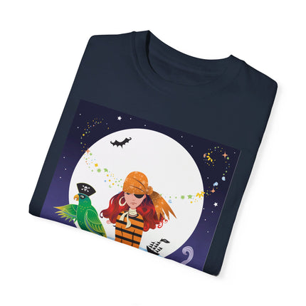 Moonlit Pirate Halloween Unisex Garment-Dyed T-shirt