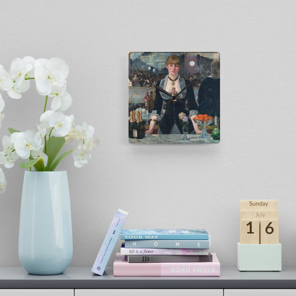 A Bar at the Folies-Bergère by Edouard Manet Acrylic Wall Clock, Round and Square