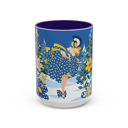 💙🌼 The Bluebell Christmas Promenade Colorful Mug – Art Deco Holiday Fantasy
