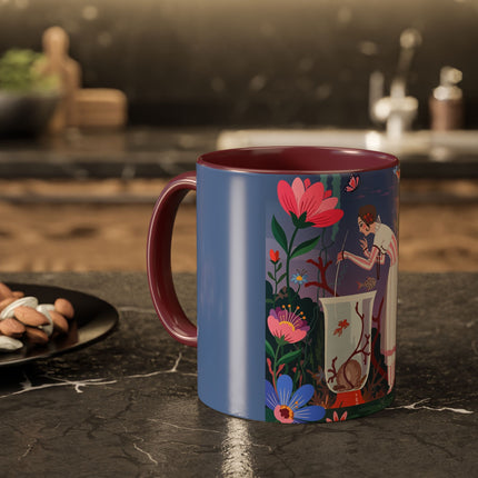 The Lady Of The Enchanted Aquarium Colorful Mugs – Art Deco Aquatic Elegance