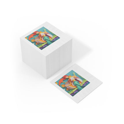 Charming Mermaid White Coined Napkins