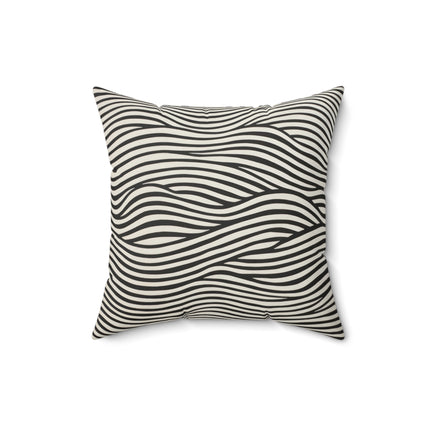 Wave Pattern on White Spun Polyester Square Pillow