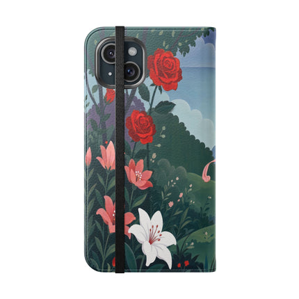 🌹💌 The Garden Of Blown Kisses Flip Case – Art Deco Floral Romance