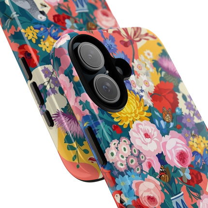 Floral Vanitas Phone Case – Parrot & Porcelain Splendor