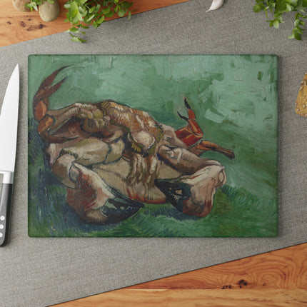 Crab on its Back by Vincent Van Gogh Glass Cutting Board