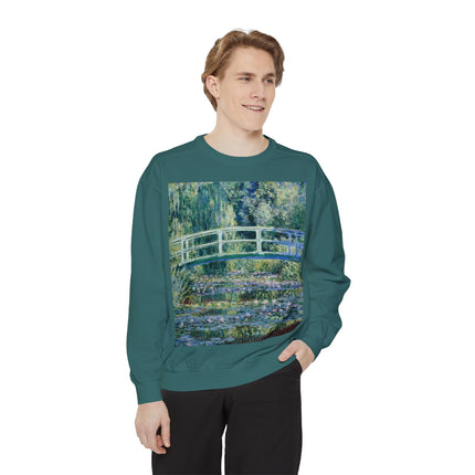 Water Lilies and Japanese Bridge by Claude Monet Unisex Garment-Dyed Sweatshirt